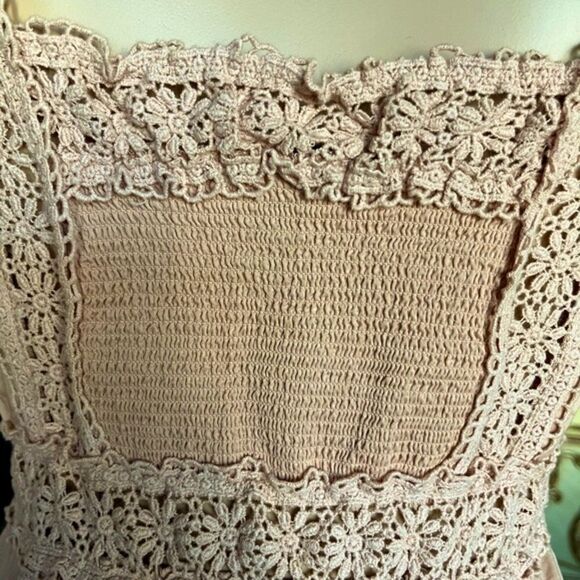 Vintage Victoria's Secret Woven Crochet Lace Peasant Fit Flare Summer Dress - Picture 7 of 9